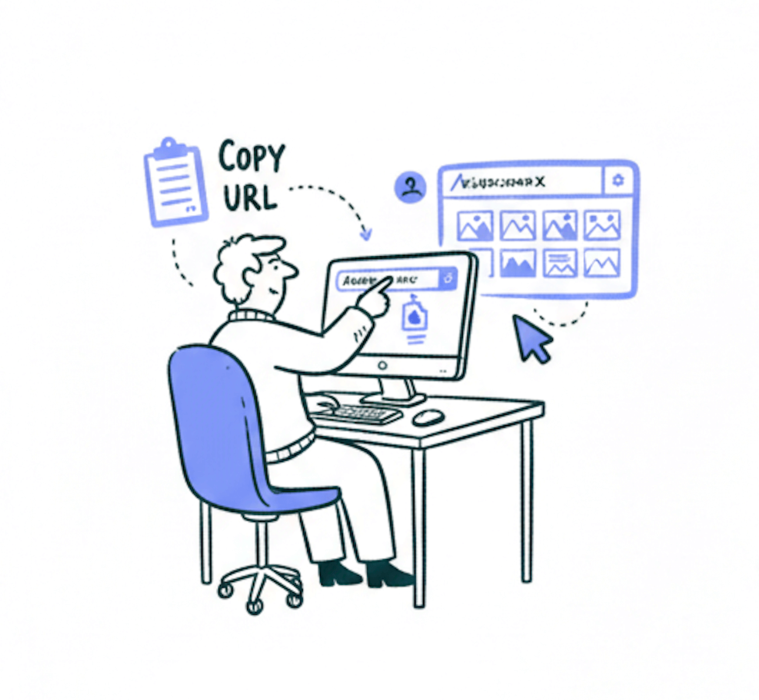 Copia la URL del sitio web